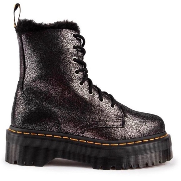 Dr. Martin Jadon faux fur lined platform glitter boots, size 9L - Picture 2 of 11